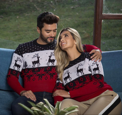 Saco Navideño Tejido Azul, Blanco y Rojo Diseño Clásico Tricolor | Soulan Store