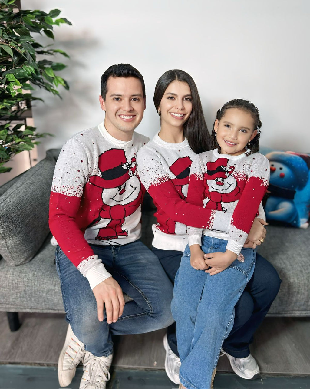 Saco Navideño Tejido Blanco y Rojo Diseño Muñeco de Nieve Frosty | Soulan Store
