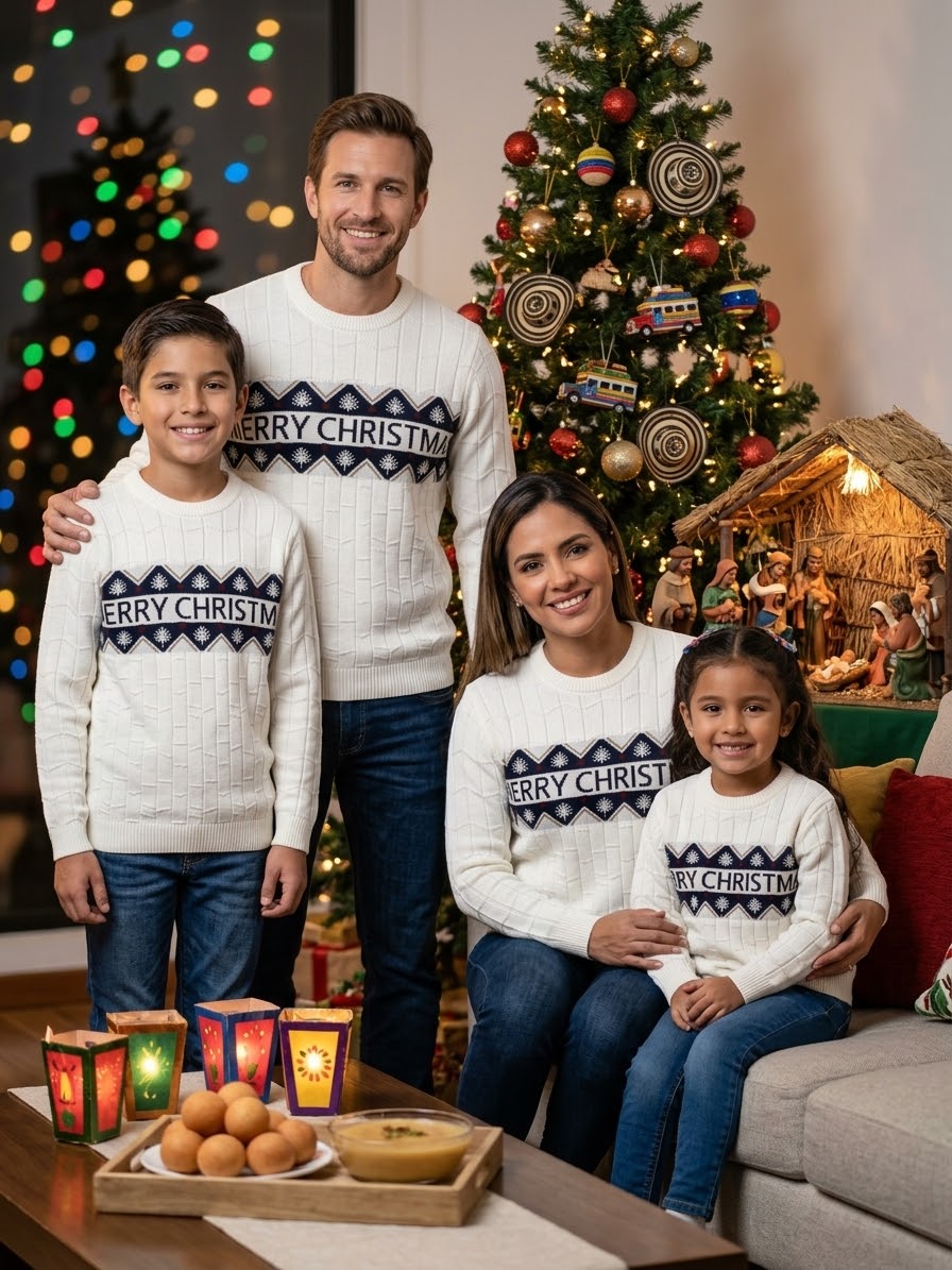 Saco Navideño Tejido Blanco Diseño Merry Christmas | Soulan Store