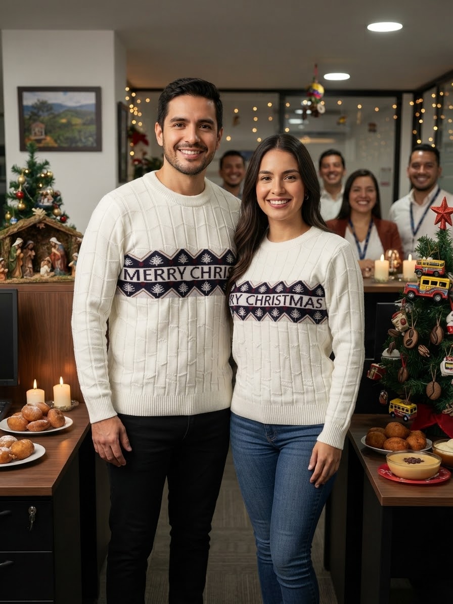 Saco Navideño Tejido Blanco Diseño Merry Christmas | Soulan Store
