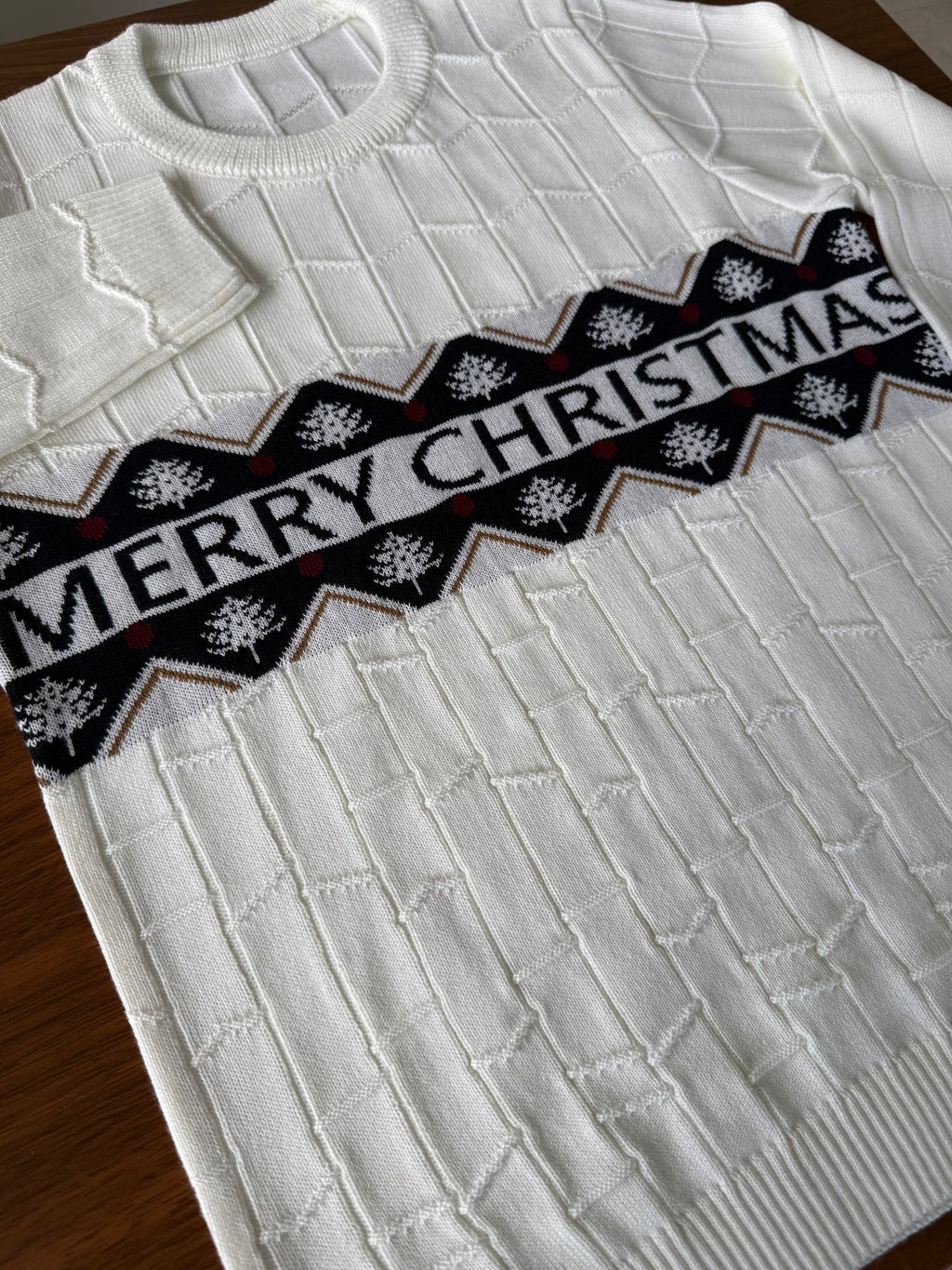 Saco Navideño Tejido Blanco Diseño Merry Christmas | Soulan Store