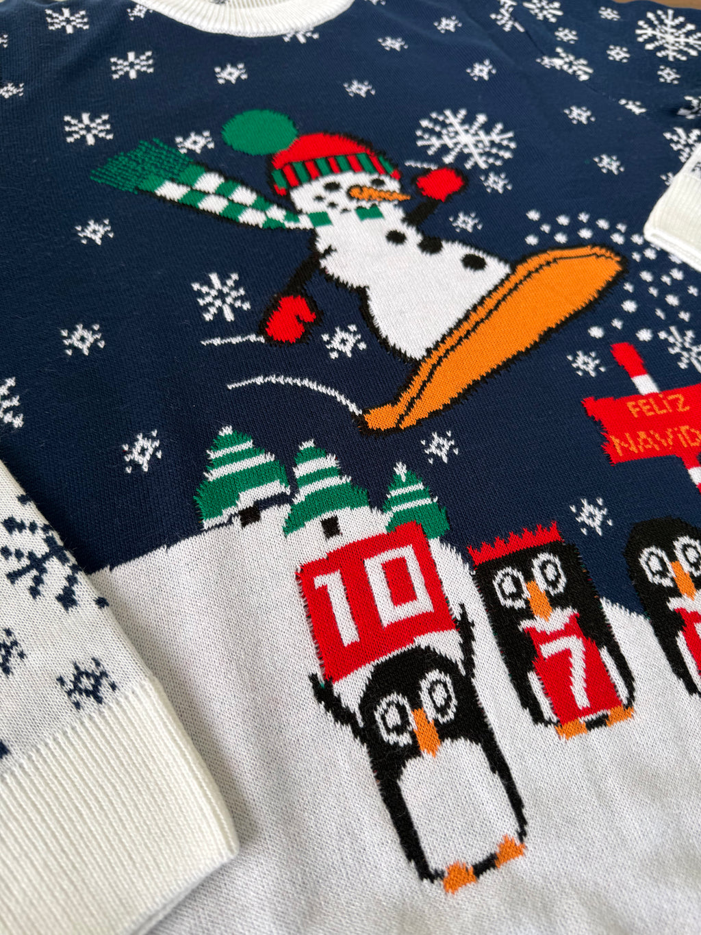 Saco Navideño Tejido Rojo y Blanco Diseño Monoesquí | Soulan Store
