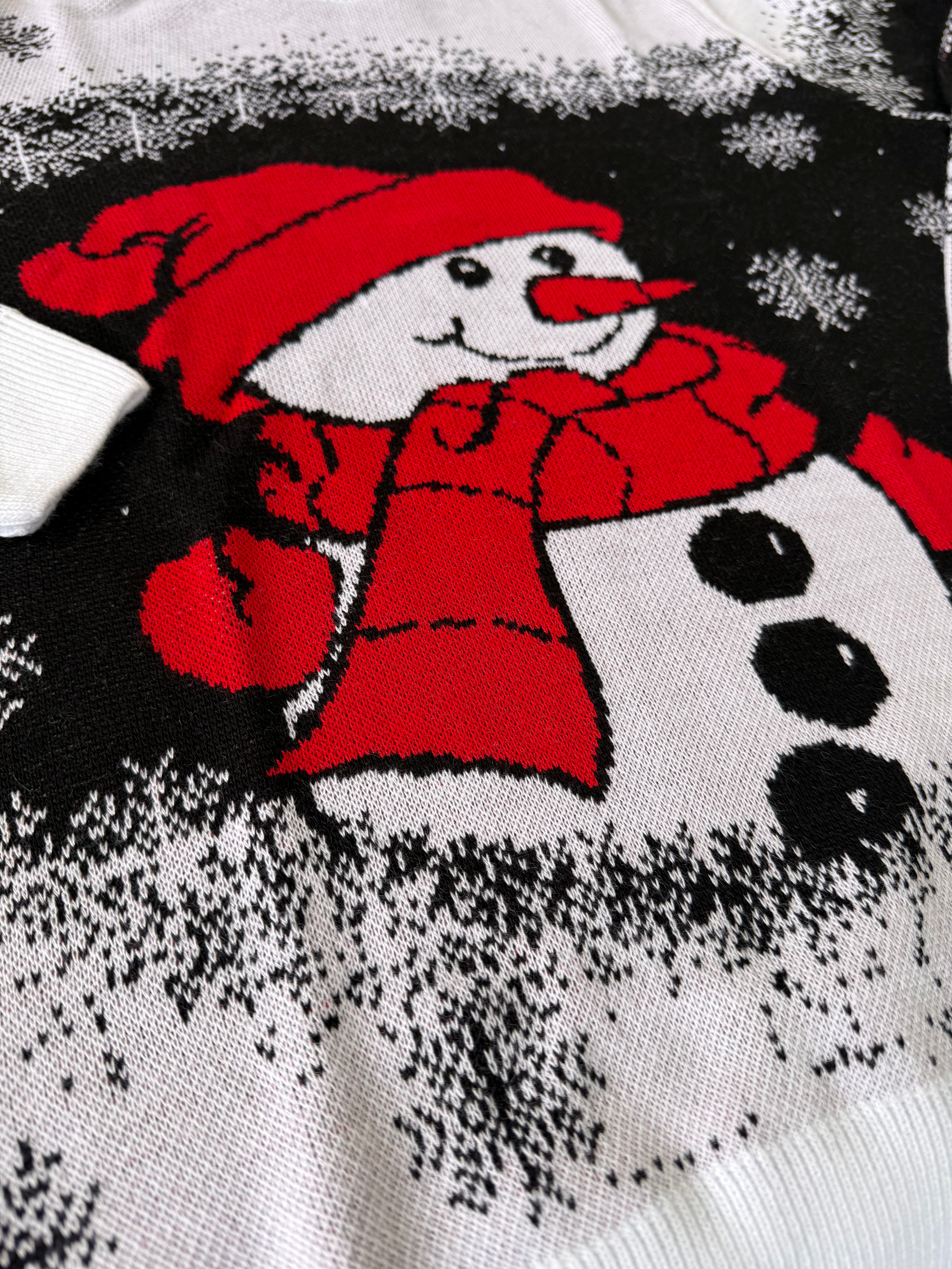 Saco Navideño Tejido Blanco y Negro Diseño Muñeco de Nieve | Soulan Store