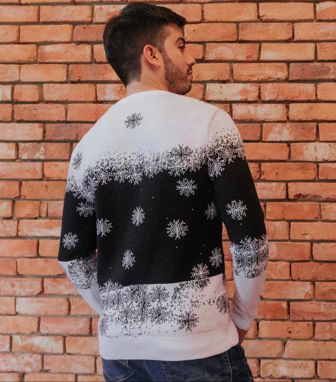 Saco Navideño Tejido Blanco y Negro Diseño Muñeco de Nieve | Soulan Store