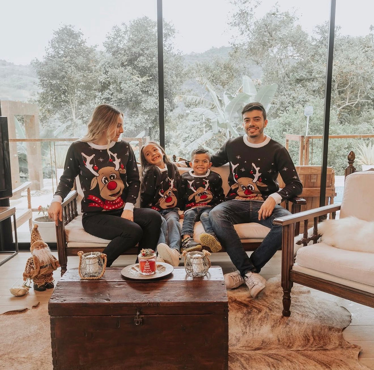 Saco Navideño Tejido Negro Diseño Reno Rodolfo | Soulan Store