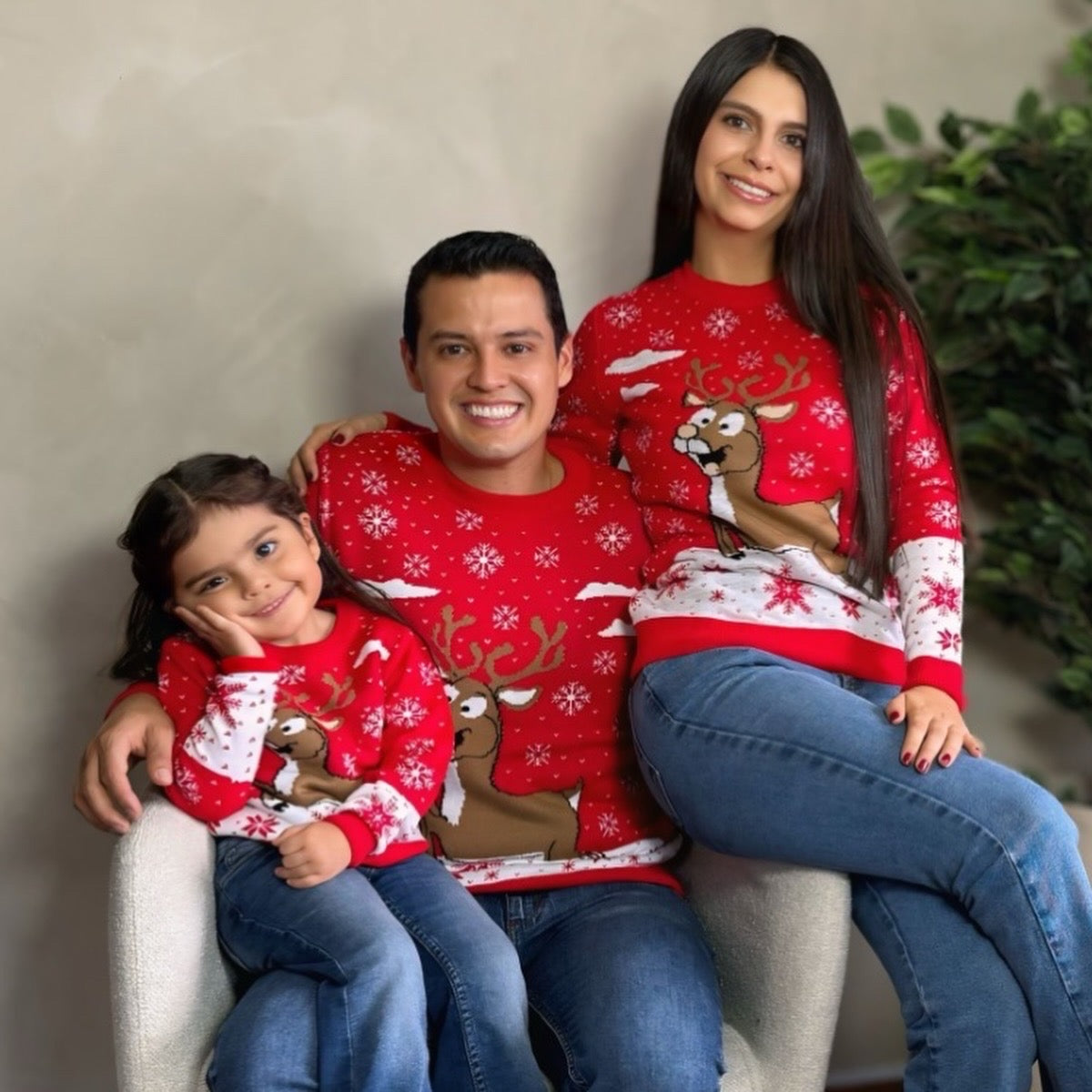 Saco Navideño Tejido Rojo y Blanco Diseño Reno | Soulan Store