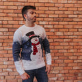 Saco Navideño Blanco y Azul Grisaceo Diseño Muñeco de Nieve Elegante | Soulan Store